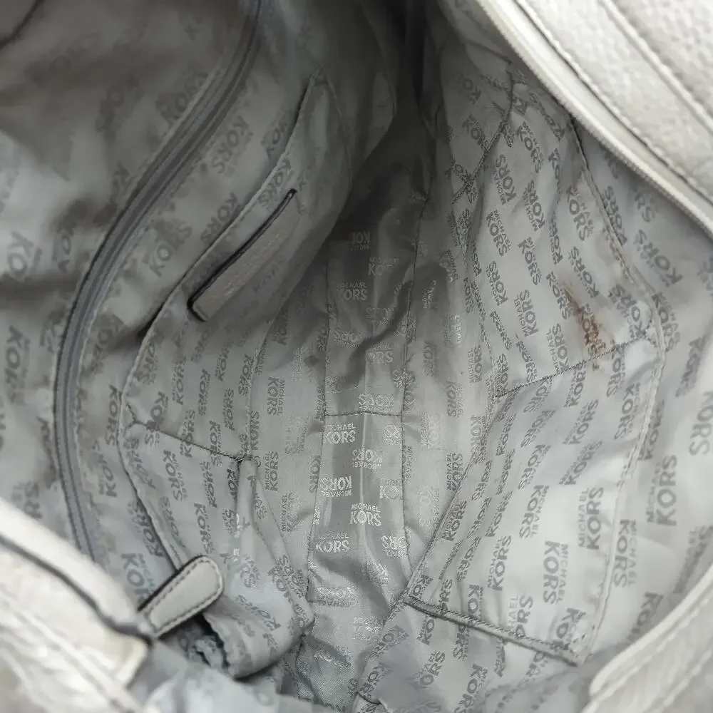 Michael Kors Gray Pebbled Leather Zipper Closure Hobo Shoulder Bag